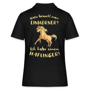 Haflingermotiv Pferde Haflinger Geschenkidee - Frauen Polo Shirt - Schwarz - Hinten - Ailine (174cm)