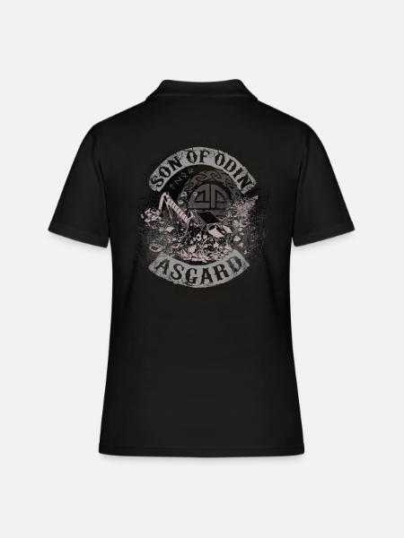 Fils d'Odin Asgard Thor Viking cadeau motard - Polo Femme - noir