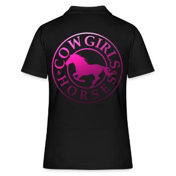Pferde Western Reiten Mädchen Frauen Geschenk Herz - Frauen Polo Shirt - Schwarz - Hinten - Ailine (174cm)
