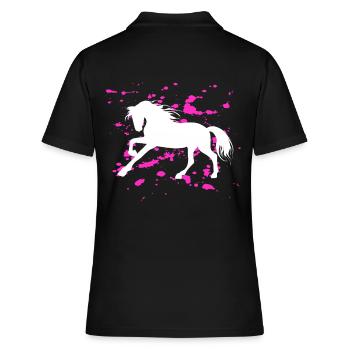 Pferde und Reiten. Reitmode für Pferdefreunde - Frauen Polo Shirt - Schwarz - Hinten - Ailine (174cm)
