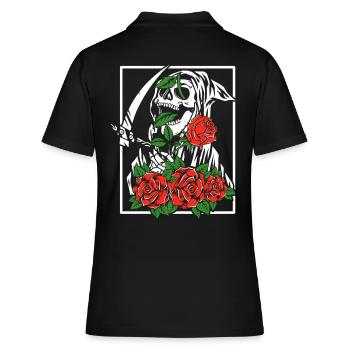 Reaper with roses | skull flowers - Women's Polo Shirt - black - Back - Ailine (174cm)