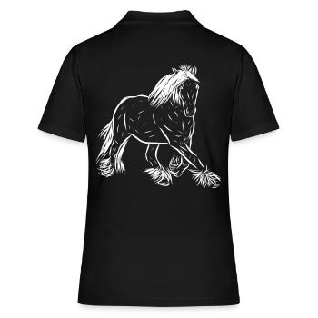 Pferde - Frauen Polo Shirt - Schwarz - Hinten - Ailine (174cm)