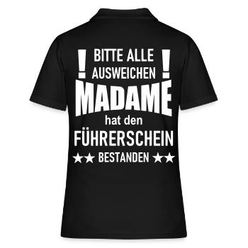 Madame hat den Führerschein bestanden - Frauen Polo Shirt - Schwarz - Hinten - Ailine (174cm)