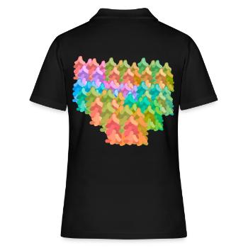 Bunt farbenfroh Wald Herbst Fantasy Tannen Natur - Frauen Polo Shirt - Schwarz - Hinten - Ailine (174cm)