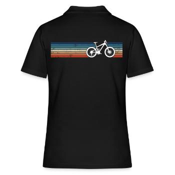 Mountain Bike Retro Stripes MTB - Frauen Polo Shirt - Schwarz - Hinten - Ailine (174cm)