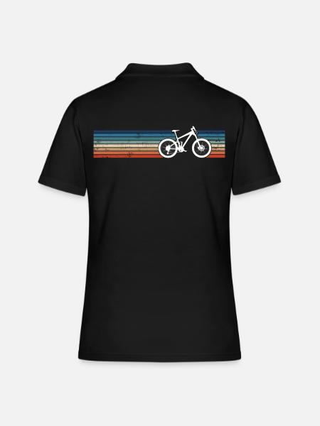 Mountain Bike Retro Stripes MTB - Frauen Polo Shirt - Schwarz