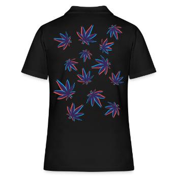 Feuilles de chanvre Feuilles de cannabis 3D - Polo Femme - noir - Dos - Ailine (174cm)