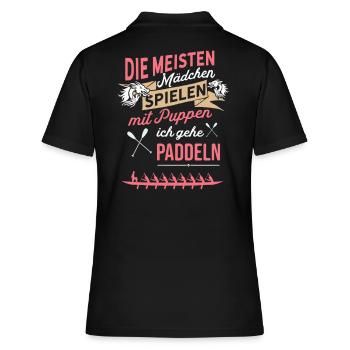 Mädchen spielen mit Puppen - Ich gehe Paddeln - Frauen Polo Shirt - Schwarz - Hinten - Ailine (174cm)