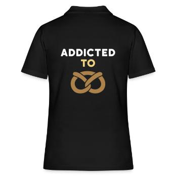 Addicted to pretzel (Brezel) - Frauen Polo Shirt - Schwarz - Hinten - Ailine (174cm)