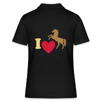 ★ Les couleurs de conception peuvent être modifiées ★ J'adore les chevaux - Polo Femme - noir - Dos - Ailine (174cm)
