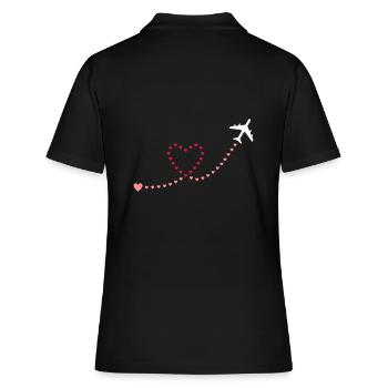 ★ Couleurs de conception modifiables ★ Avion, coeurs - Polo Femme - noir - Dos - Ailine (174cm)