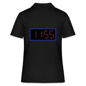 ★ Designfarben änderbar ★ Digitaluhr 11:55 Uhr - Frauen Polo Shirt - Schwarz - Hinten - Ailine (174cm)
