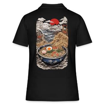 Ramen Ukiyo-E Soupe Japonaise de Nouilles Kanji Design - Polo Femme - noir - Dos - Ailine (174cm)