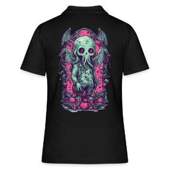 Kawaii Cthulhu Goth Monster Halloween Design - Frauen Polo Shirt - Schwarz - Hinten - Ailine (174cm)