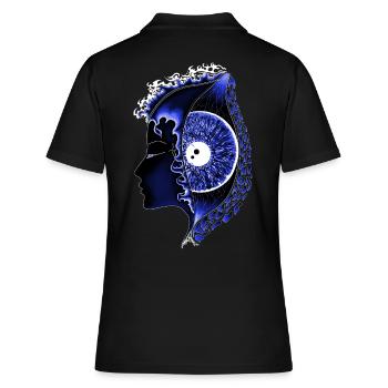 Big Eye Blue, Eye, Vertical, Realistic - Women's Polo Shirt - black - Back - Ailine (174cm)