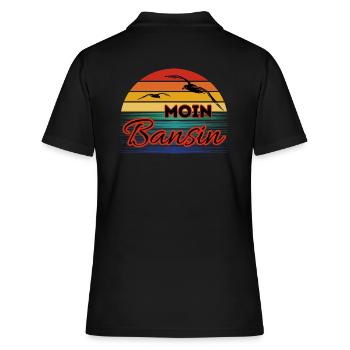 Moin Basin with Seagull in Retro Style Bansin - Women's Polo Shirt - black - Back - Ailine (174cm)