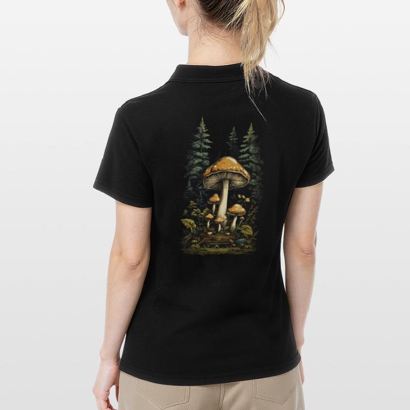 Rétro Toadstool Forest & Mushroom Magic Design Polo Femme