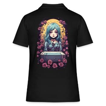 Gothique Anime Kawaii Fille avec des Roses Victorien - Polo Femme - noir - Dos - Ailine (174cm)