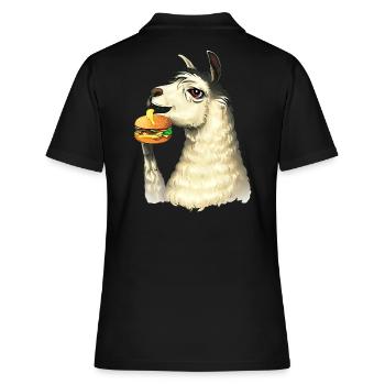 Lama mangeur de cheeseburger - Polo Femme - noir - Dos - Ailine (174cm)