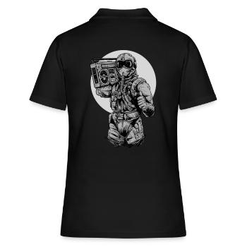 Vintage Boombox Kampfjet Pilot Retro 90er 80er - Frauen Polo Shirt - Schwarz - Hinten - Ailine (174cm)