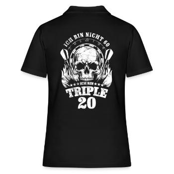 Dart Totenkopf Ich bin nicht 60, ich bin Triple 20 - Frauen Polo Shirt - Schwarz - Hinten - Ailine (174cm)