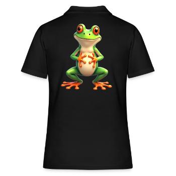 frog funny tree frog red-eyed tree frog - Women's Polo Shirt - black - Back - Ailine (174cm)