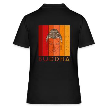Buddha - Frauen Polo Shirt - Schwarz - Hinten - Ailine (174cm)
