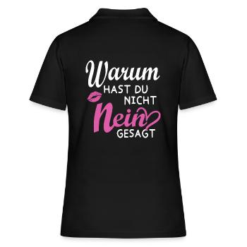 Damen Warum Hast Du Nicht Nein Gesagt Schlager - Frauen Polo Shirt - Schwarz - Hinten - Ailine (174cm)
