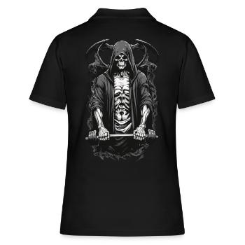 Grim Reaper Bodybuilder Fitness Motiv - Frauen Polo Shirt - Schwarz - Hinten - Ailine (174cm)