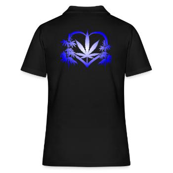 Heart of Cannabis - Frauen Polo Shirt - Schwarz - Hinten - Ailine (174cm)