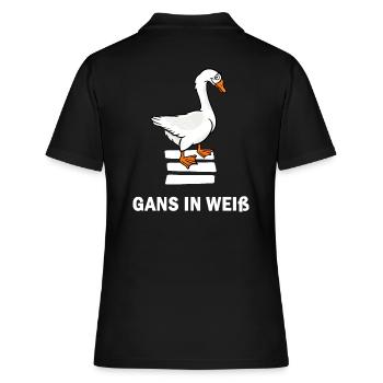 gans gänsefeder gänsefreund gans in weiß - Frauen Polo Shirt - Schwarz - Hinten - Ailine (174cm)