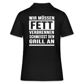 Grillen BBQ Grillmaster grillt "verbrennt Fett" - Frauen Polo Shirt - Schwarz - Hinten - Ailine (174cm)