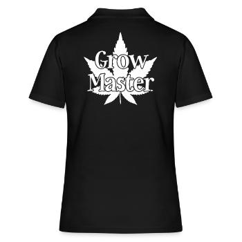 Grow Master - Cannabis - Marijuana - Marihuana - Frauen Polo Shirt - Schwarz - Hinten - Ailine (174cm)