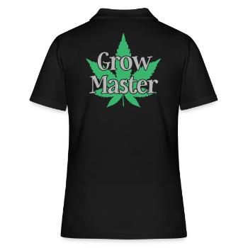 Grow Master - Cannabis - Marijuana - Marihuana - Frauen Polo Shirt - Schwarz - Hinten - Ailine (174cm)