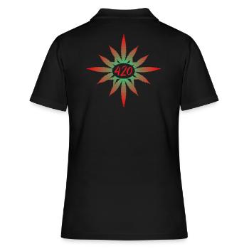 420 Cannabis - Hanf - Marihuana - Weed - Marijuana - Frauen Polo Shirt - Schwarz - Hinten - Ailine (174cm)