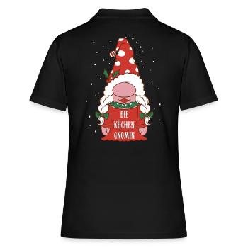 Weihnachten, Xmas, Wichtel Frau, Küchen Gnomin - Frauen Polo Shirt - Schwarz - Hinten - Ailine (174cm)