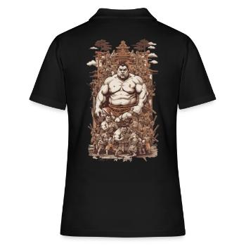 Retro Sumoringer Japanische Kampfkunst Collage - Frauen Polo Shirt - Schwarz - Hinten - Ailine (174cm)