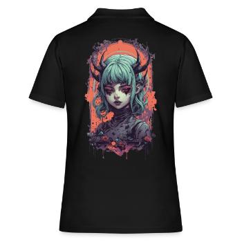 Gothic Dämonen Girl Viktorianischer Style Design - Frauen Polo Shirt - Schwarz - Hinten - Ailine (174cm)