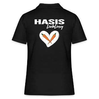 Hase "Hasis Liebling" Hasimaus Partnershirt Liebe - Frauen Polo Shirt - Schwarz - Hinten - Ailine (174cm)