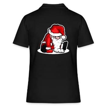Sitting Santa Puppet - White - Frauen Polo Shirt - Schwarz - Hinten - Ailine (174cm)