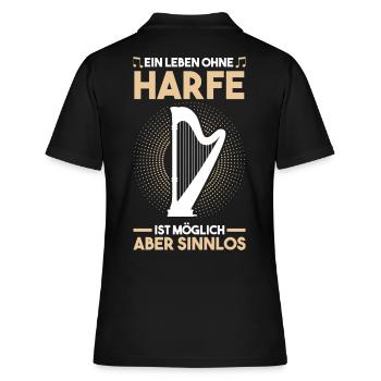 Harfe Musiker Harfenist Harfenspieler - Frauen Polo Shirt - Schwarz - Hinten - Ailine (174cm)