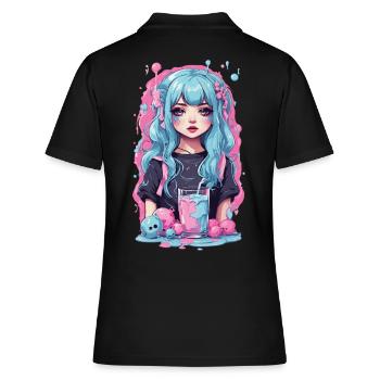 Kawaii Anime Girl Gothique Milkshake Manga Design - Polo Femme - noir - Dos - Ailine (174cm)