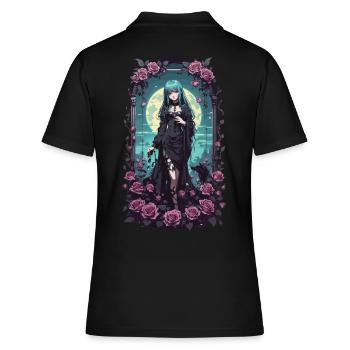 Anime Gothic Girl Magische Viktorianische Ästhet - Frauen Polo Shirt - Schwarz - Hinten - Ailine (174cm)