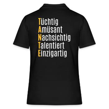 Beste Tante Geschenkidee Buchstabe Eigenschaften - Frauen Polo Shirt - Schwarz - Hinten - Ailine (174cm)
