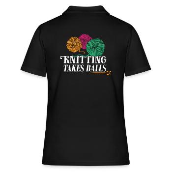 Knitting take balls - Frauen Polo Shirt - Schwarz - Hinten - Ailine (174cm)