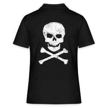 Totenschädel und Knochen - Frauen Polo Shirt - Schwarz - Hinten - Ailine (174cm)