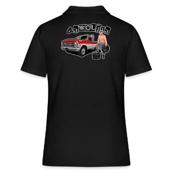 Car Girl // Gasolina - Frauen Polo Shirt - Schwarz - Hinten - Ailine (174cm)