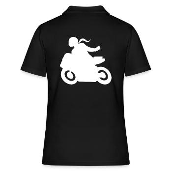 Moto Salutation Motocycliste DLZG Moto Femme - Polo Femme - noir - Dos - Ailine (174cm)