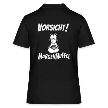 Vorsicht Morgenmuffel - Frauen Polo Shirt - Schwarz - Hinten - Ailine (174cm)