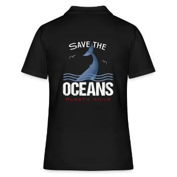 Save the Oceans - Plastic kills - Women's Polo Shirt - black - Back - Ailine (174cm)